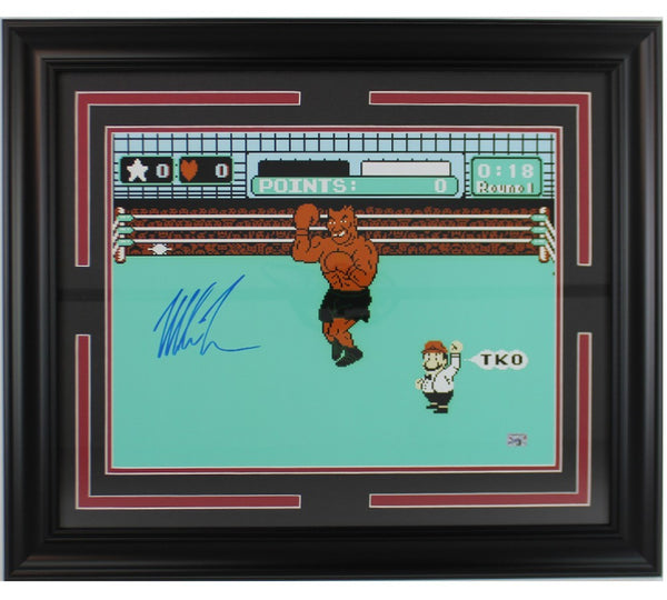 Mike Tyson Signed Framed 16x20 Boxing Punch Out Shot Photo