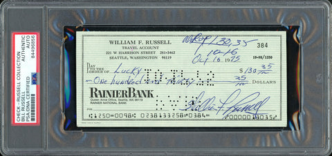 Bill Russell Autographed Signed 3x6 Check Boston Celtics PSA/DNA #84496856