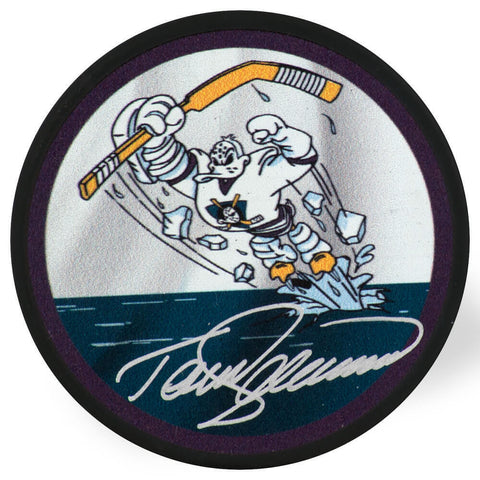 Teemu Selanne Signed Anaheim Ducks Logo Hockey Puck - (SCHWARTZ SPORTS COA)