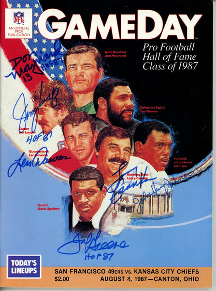 Dawson Csonka Maynard Greene Langer Johnson Signed HOF 87 Magazine JSA 55067