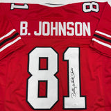 Autographed/Signed Billy White Shoes Johnson Atlanta Red Football Jersey JSA COA