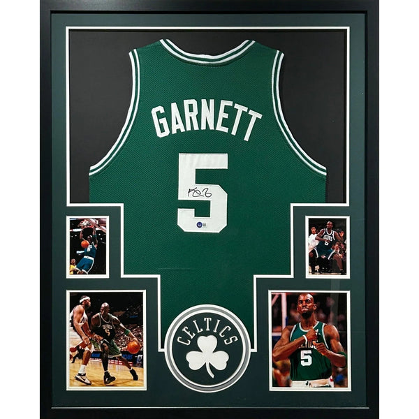 Kevin Garnett Autographed Signed Framed Celtics Jersey BECKETT