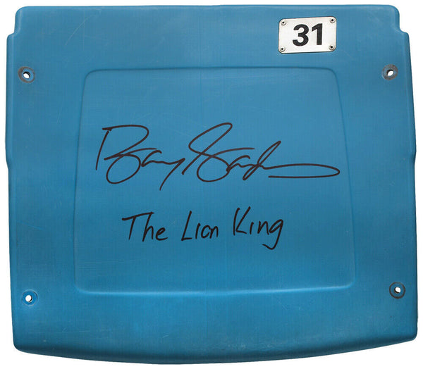 Barry Sanders Signed Detroit Silverdome Dark Blue Seatback w/Lion King (SS COA)