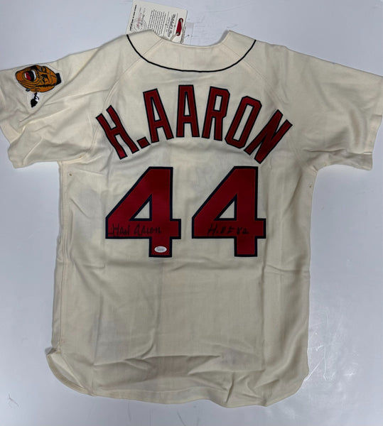 HANK AARON Signed Official Mitchell & Ness Jersey w/ "HOF 82" AUTO - JSA - BLK