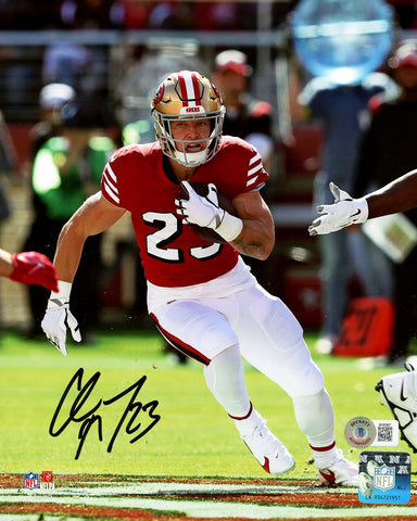 CHRISTIAN MCCAFFREY AUTOGRAPHED 8X10 PHOTO SAN FRANCISCO 49ERS BECKETT QR 224393