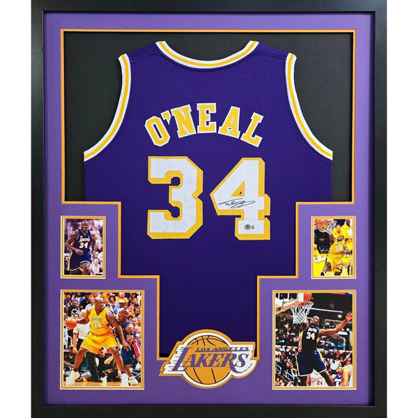 Shaq O'Neal Autographed Signed Framed Purple Lakers LA Jersey BECKETT