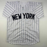Autographed/Signed Wade Boggs New York Pinstripe Jersey Beckett BAS COA