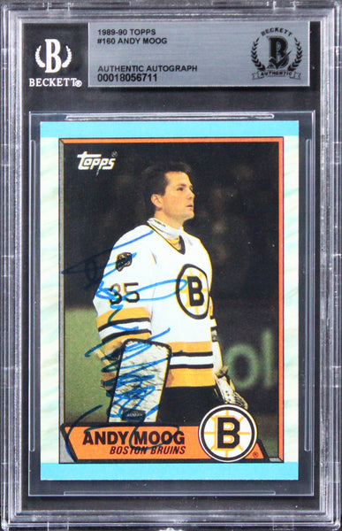 Bruins Andy Moog Authentic Signed 1989 Topps #180 Card BAS Slabbed