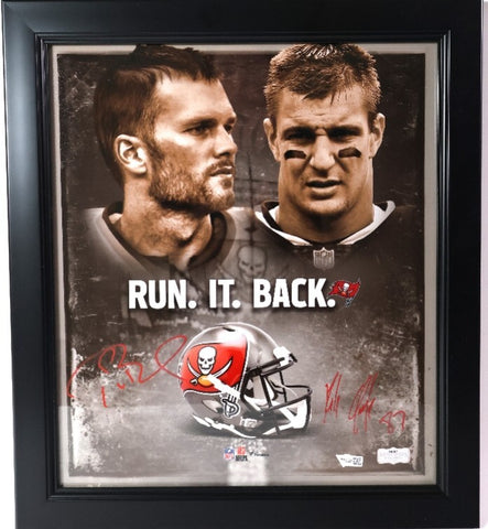 Tom Brady & Rob Gronkowski Dual Autographed 11x14 Photo -- Framed | Fanatics COA