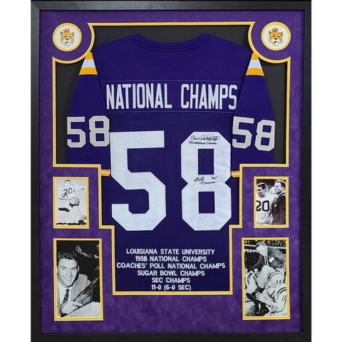 1958 LSU Champs Autographed Signed Framed Billy Cannon Paul Dietzel Jersey JSA