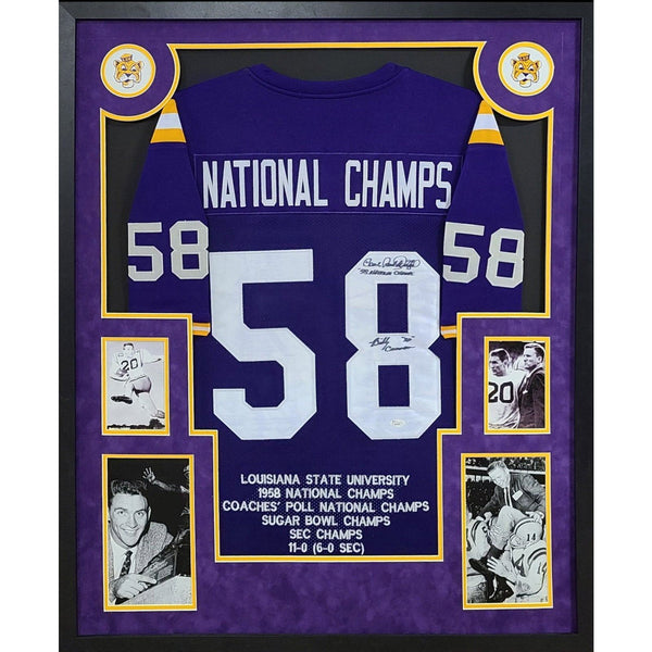 1958 LSU Champs Autographed Signed Framed Billy Cannon Paul Dietzel Jersey JSA