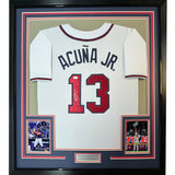 Framed Signed Ronald Acuna Jr. 35x39 Atlanta White Jersey JSA COA