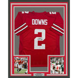 Framed Autographed/Signed Caleb Downs 35x39 Ohio State Red Jersey JSA COA