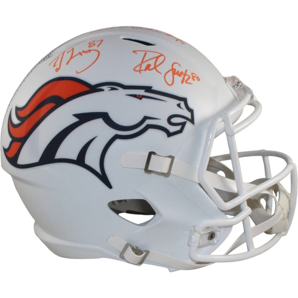 Ed McCaffrey Rod Smith Signed Denver Broncos F/S Alt 24 Helmet Beckett 56367