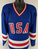 Mike Eruzione Signed Team USA "Miracle on Ice" Jersey (JSA COA) Team Captain