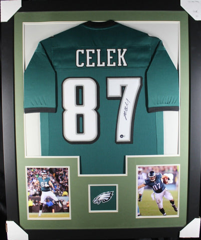 BRENT CELEK (Eagles green TOWER) Signed Autographed Framed Jersey Beckett