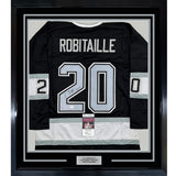 Framed Signed Luc Robitaille HOF 09 35x39 LA Black Jersey JSA COA