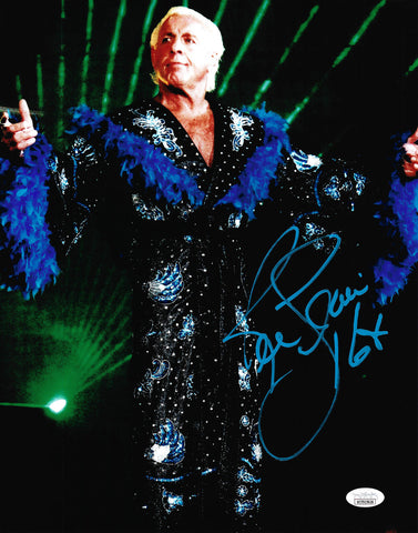 RIC FLAIR AUTOGRAPHED SIGNED 11X14 PHOTO "16X" JSA STOCK #203585