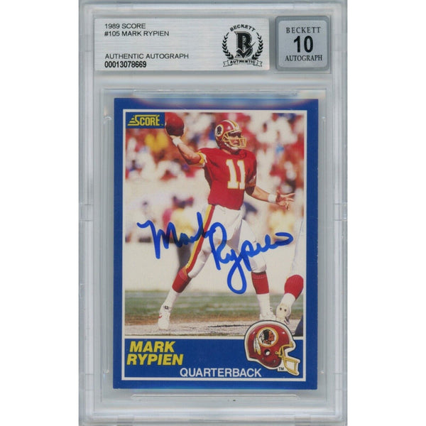 Mark Rypien Autographed 1989 Score Trading Card Beckett 46381