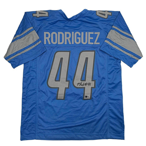 Autographed/Signed Malcolm Rodriguez Detroit Blue Jersey Beckett BAS COA