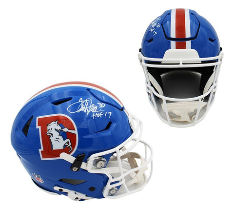 Terrell Davis Signed Denver Speed Flex Authentic TB '75-'96 Blue Helmet w/ "HOF"
