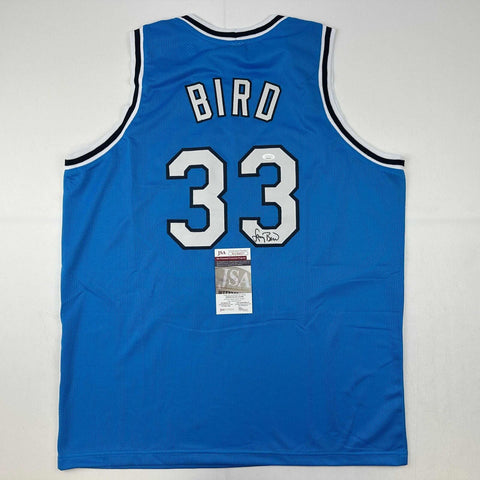 Autographed/Signed Larry Bird Indiana State College Basketball Jersey JSA COA