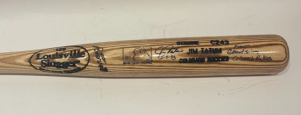 Jim Tatum Autographed Louisville Slugger Bat First Rockies Grand Slam JSA COA