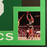 Larry Bird Signed Boston Celtics 35x43 Framed Jersey (JSA) 3xNBA Champion/ 3xMVP