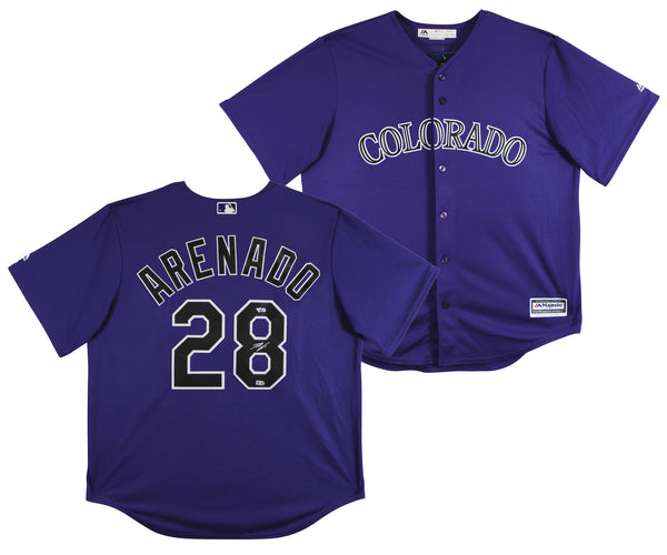 Rockies Nolan Arenado Signed Purple Majestic Cool Base Jersey MLB #VS095919