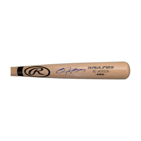 Bo Jackson Autographed Rawlings Pro Natural Wood Baseball Bat - Beckett