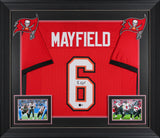 Baker Mayfield Authentic Signed Red Pro Style Framed Jersey BAS Witnessed