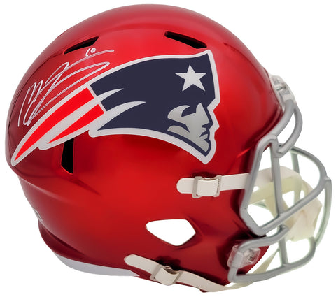 MAC JONES AUTOGRAPHED PATRIOTS FLASH RED FULL SIZE HELMET BECKETT QR 202962