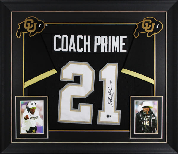 Colorado Deion Sanders Signed Black Pro Style Framed Jersey BAS Wit #2W438785