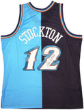 JAZZ JOHN STOCKTON AUTOGRAPHED M&N 1996-97 SPLIT JERSEY XL BECKETT 224341
