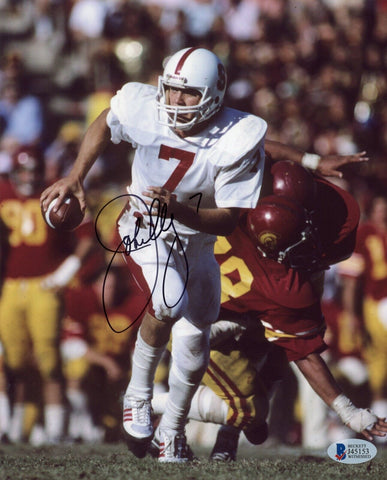 JOHN ELWAY AUTOGRAPHED SIGNED STANFORD CARDINAL VS USC 8x10 PHOTO BECKETT