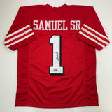 Autographed/Signed Deebo Samuel San Francisco Red Alternate Jersey JSA COA