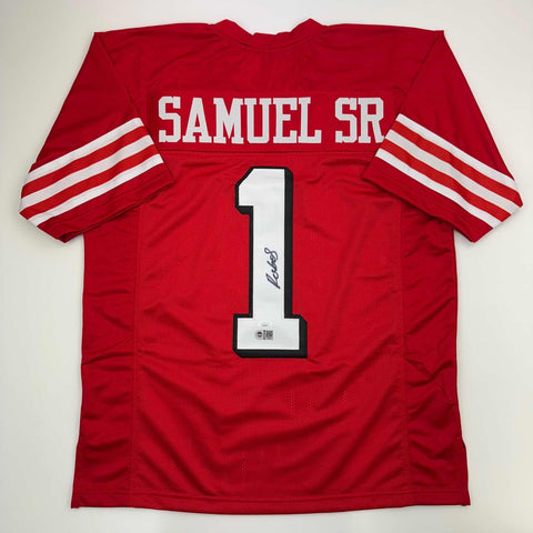 Autographed/Signed Deebo Samuel San Francisco Red Alternate Jersey JSA COA