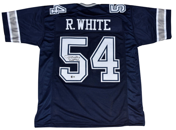 RANDY WHITE AUTOGRAPHED DALLAS COWBOYS #54 NAVY JERSEY W/ HOF 94
