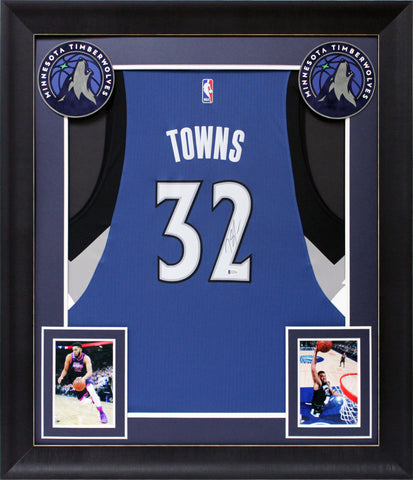 Timberwolves Karl Anthony-Towns Authentic Signed Blue Framed Jersey BAS