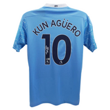 Sergio Aguero Signed Manchester City Home Soccer Jersey #10 with Beckett COA