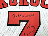 CHICAGO BULLS TONI KUKOC AUTOGRAPHED WHITE JERSEY "3X NBA CHAMP" JSA 215749