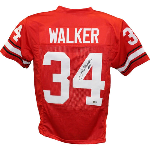 Hershel Walker Autographed/Signed College Style Red Jersey Beckett 43349