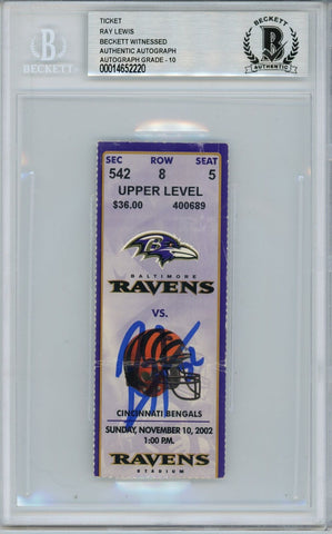 Ray Lewis Signed Baltimore Ravens Ticket 11/10/02 vs Bengals BAS Slab 39467
