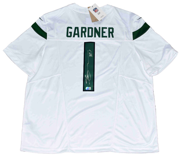 AHMAD SAUCE GARDNER SIGNED NEW YORK JETS #1 WHITE NIKE LIMITED JERSEY BECKETT