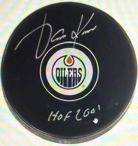 Jari Kurri Signed Edmonton Oilers Logo Puck Inscribed "HOF 2001" (Schwartz COA)