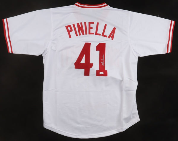 Lou Piniella Signed Reds Jersey (JSA) 1990 Cincy World Series Champs / Manager