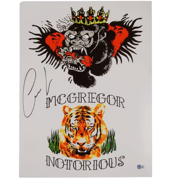 Conor McGregor Signed UFC Tattoo Designs Print Size 16'' x 20'' with Beckett COA