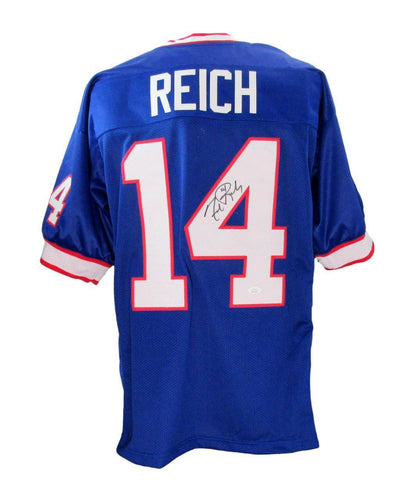 Frank Reich Signed/Autographed Blue Buffalo Bills Football Jersey JSA 194694