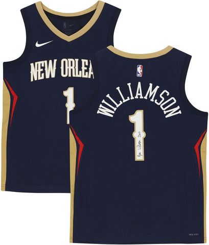 Zion Williamson Pelicans Signed Navy Swingman Jersey w/"Zanos" Insc