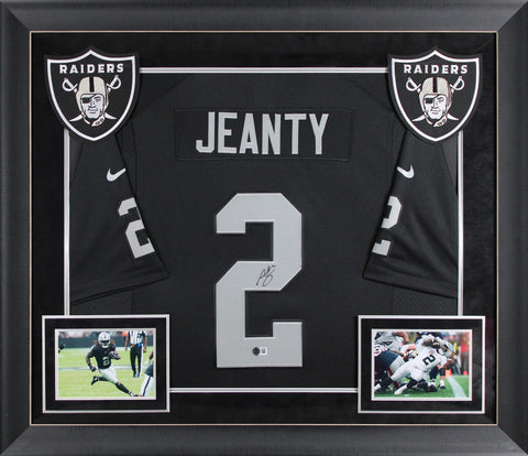 Raiders Ashton Jeanty Signed Black Nike Limited Framed Jersey BAS Witnessed